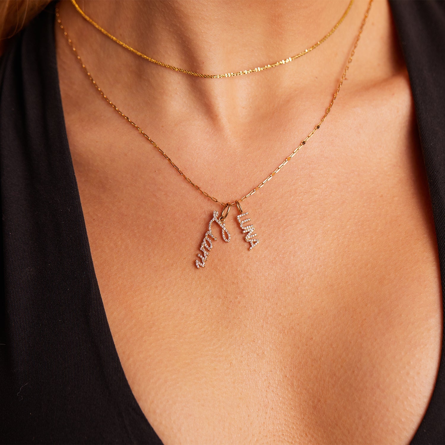 Vertical Diamond Name Charm