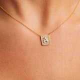 Square Diamond Initial Necklace