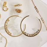 Large Custom Block Name Hoop Earrings