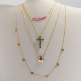 Pink Sapphire Bead Bar Necklace
