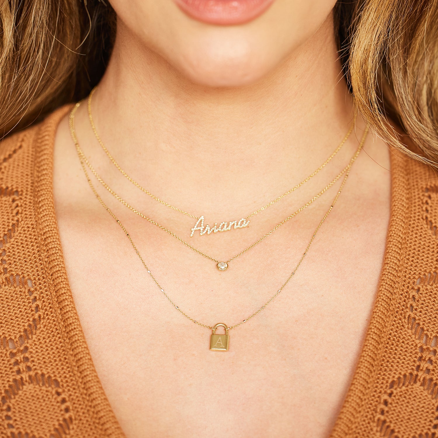 Love Padlock Engravable Sparkle Necklace