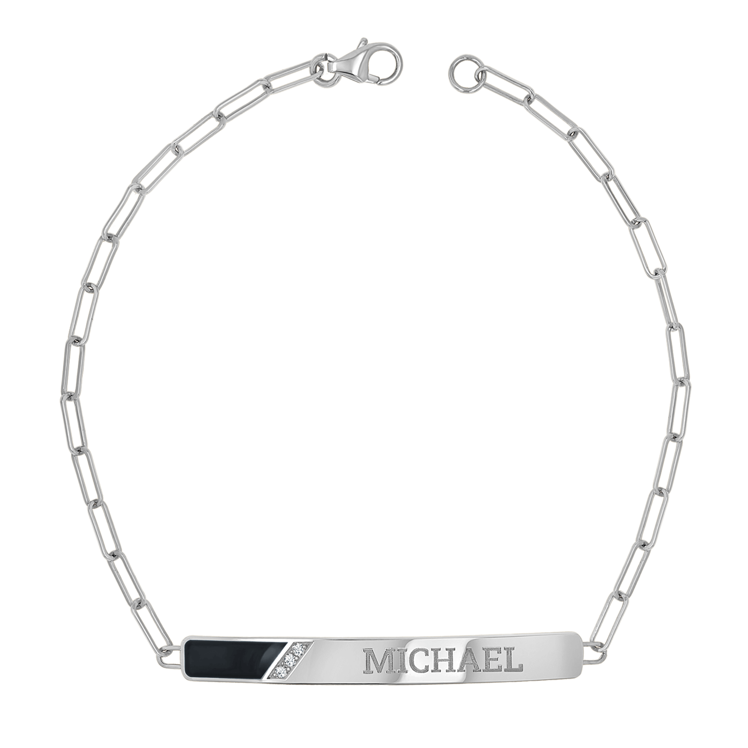 Slash Engravable Bracelet with Diamond Accents