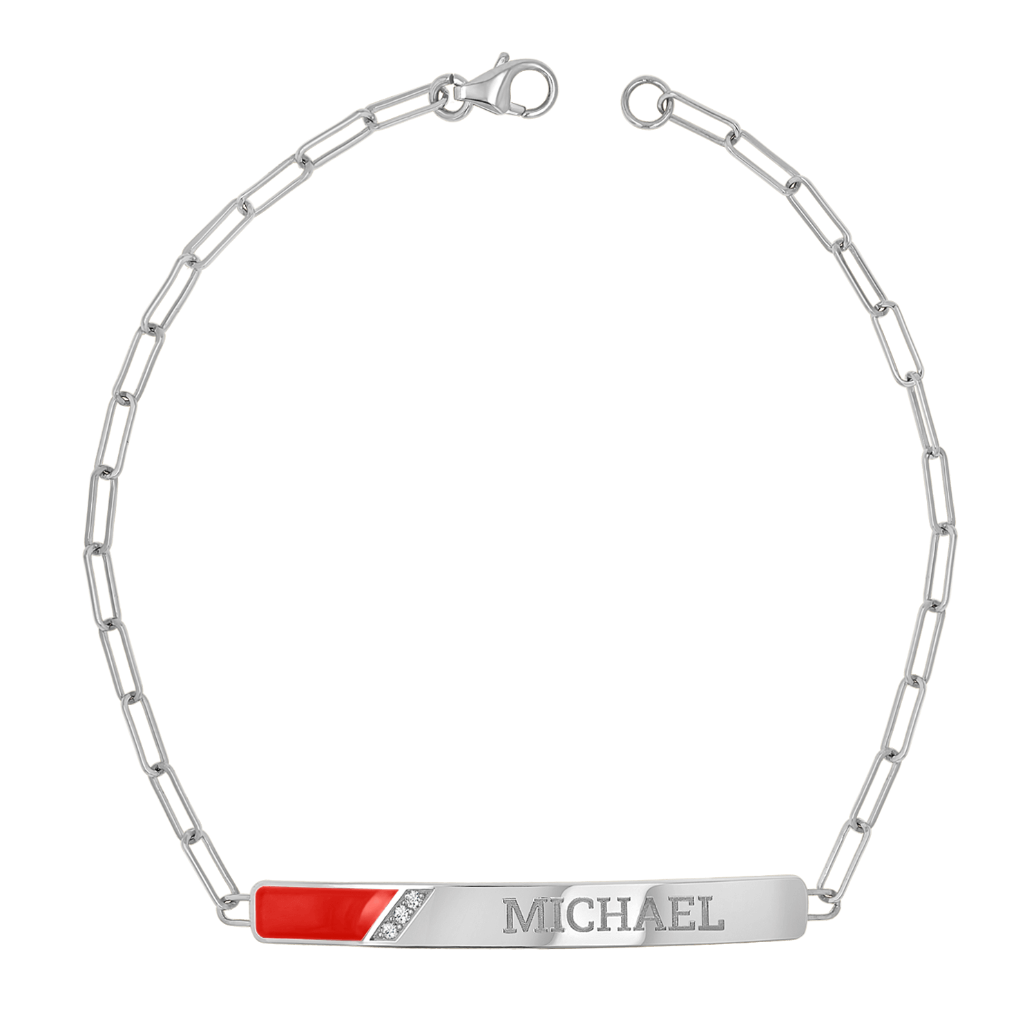 Slash Engravable Bracelet with Diamond Accents
