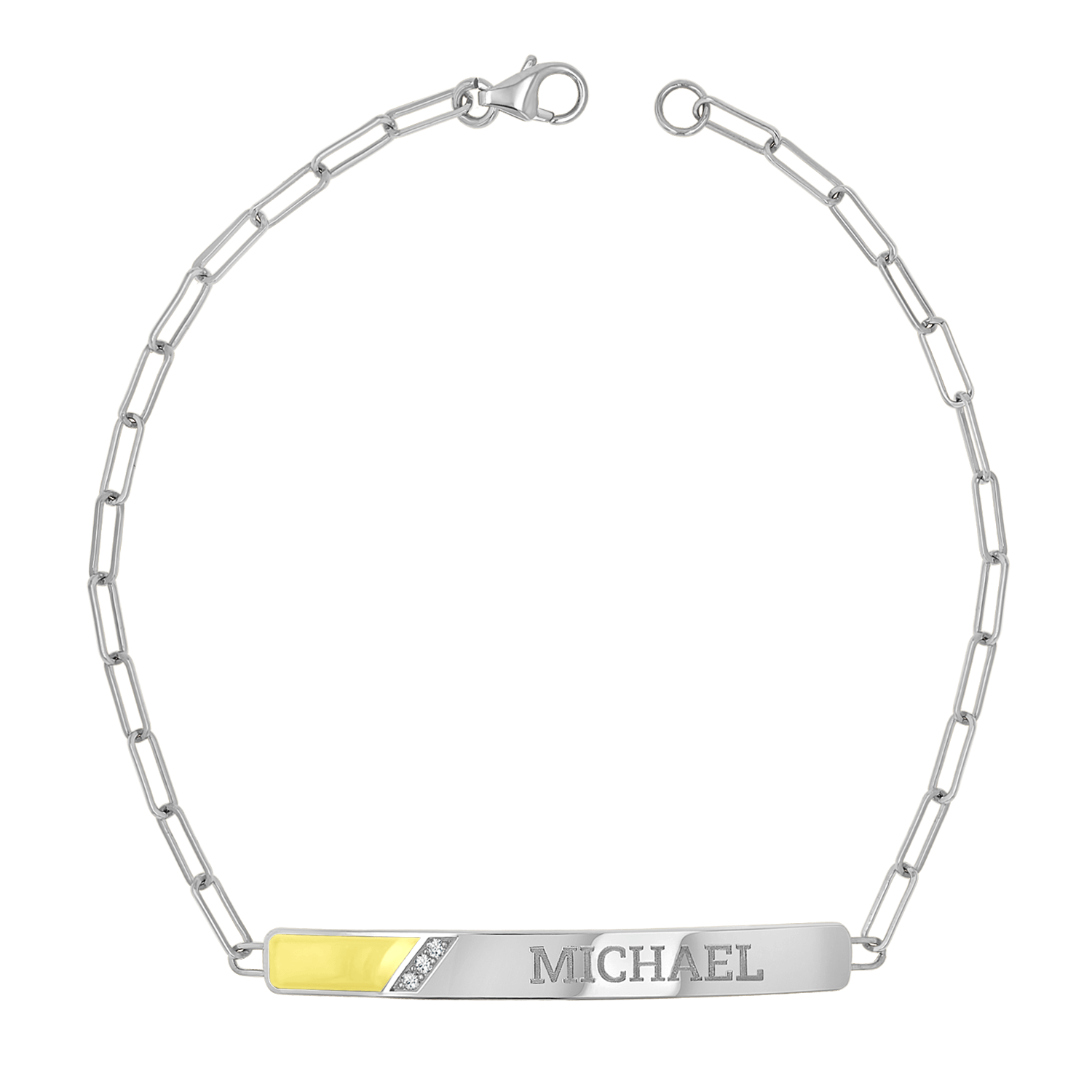 Slash Engravable Bracelet with Diamond Accents
