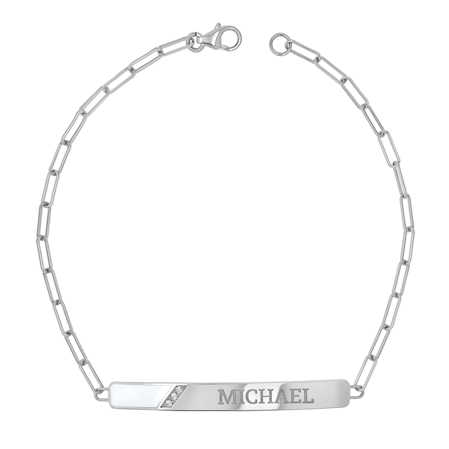 Slash Engravable Bracelet with Diamond Accents