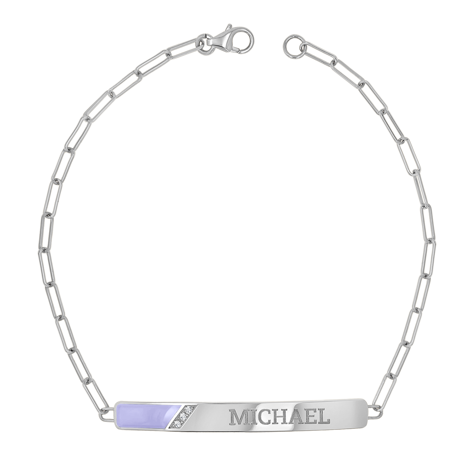 Slash Engravable Bracelet with Diamond Accents