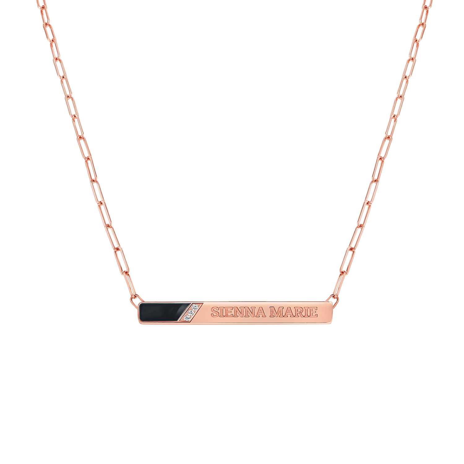 Slash Engravable Necklace with Diamond Accents