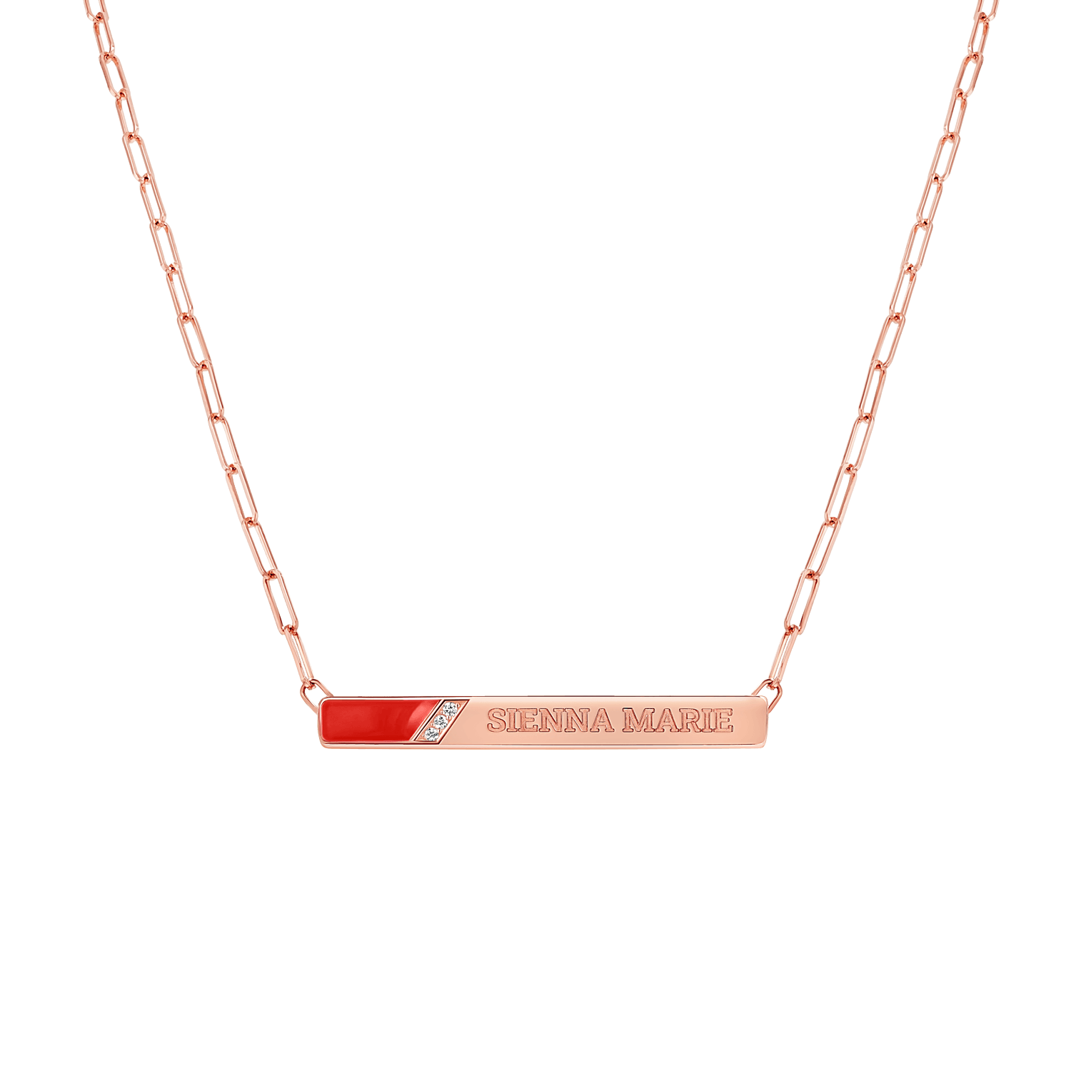 Slash Engravable Necklace with Diamond Accents