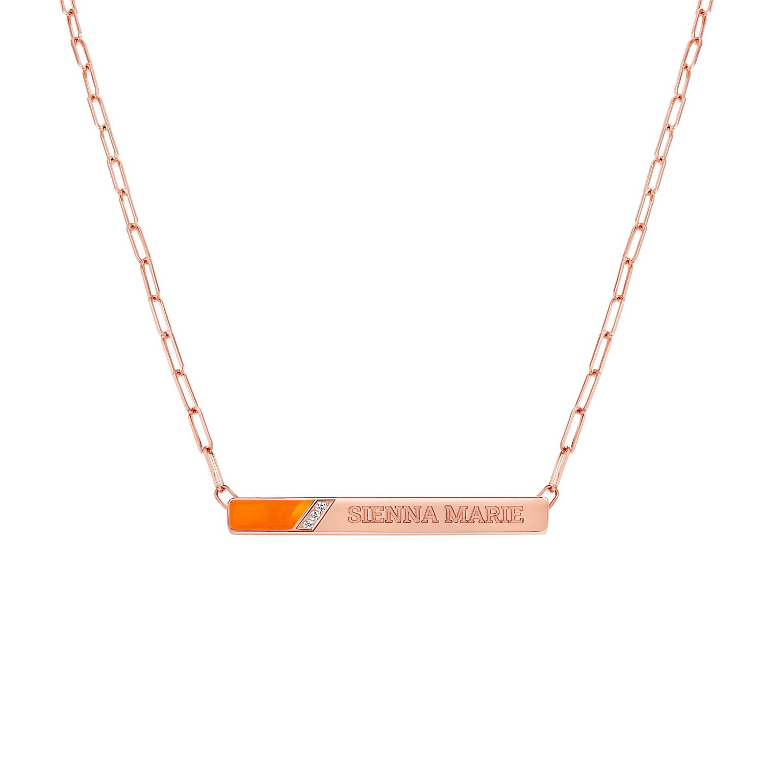 Slash Engravable Necklace with Diamond Accents