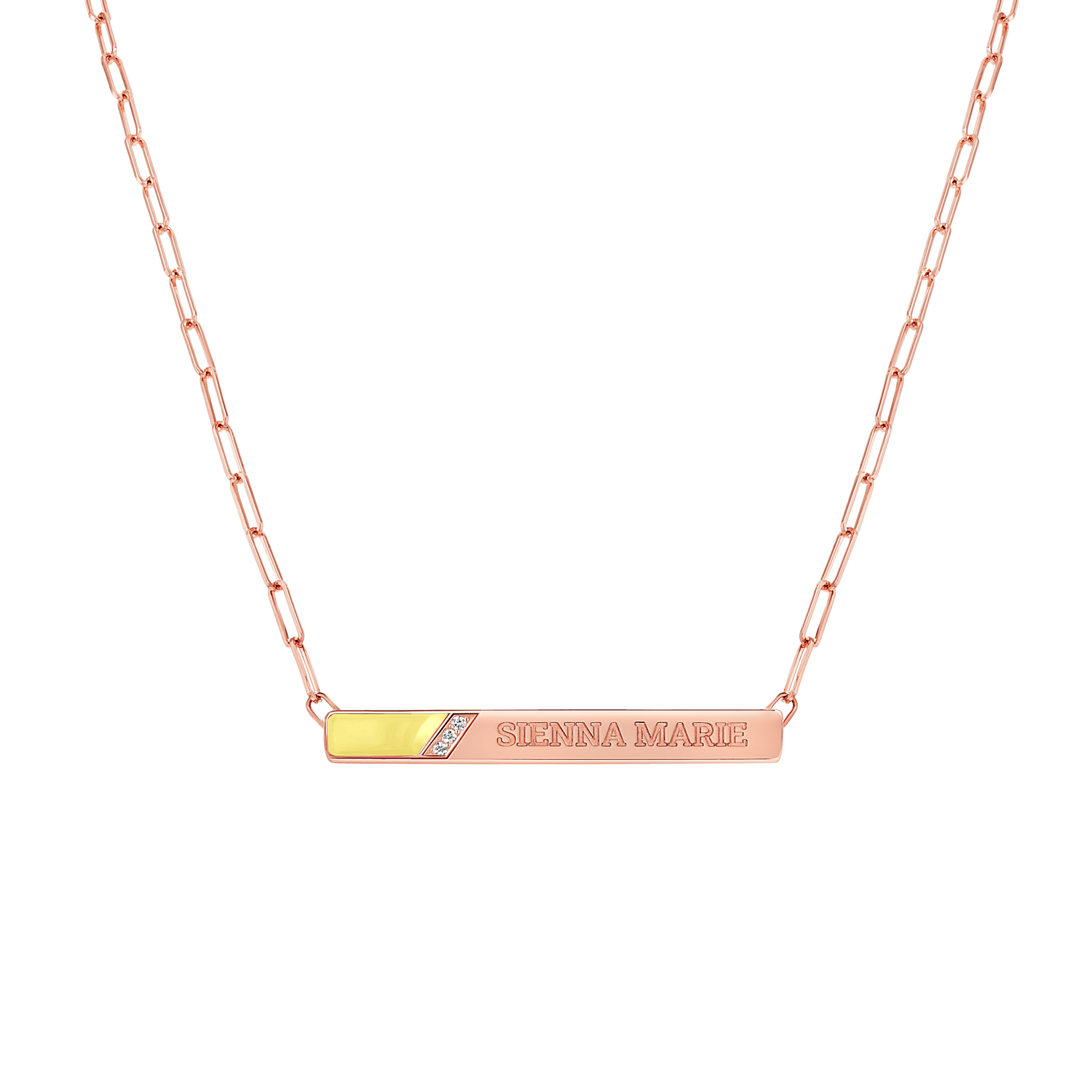 Slash Engravable Necklace with Diamond Accents
