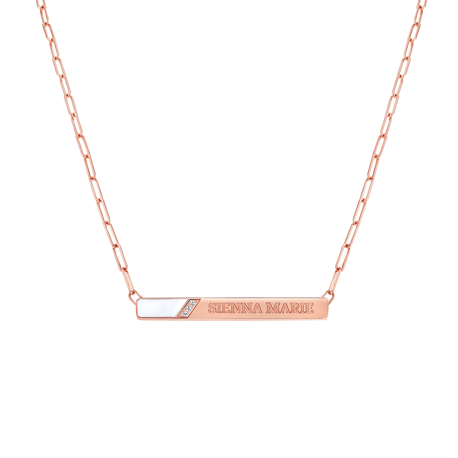 Slash Engravable Necklace with Diamond Accents