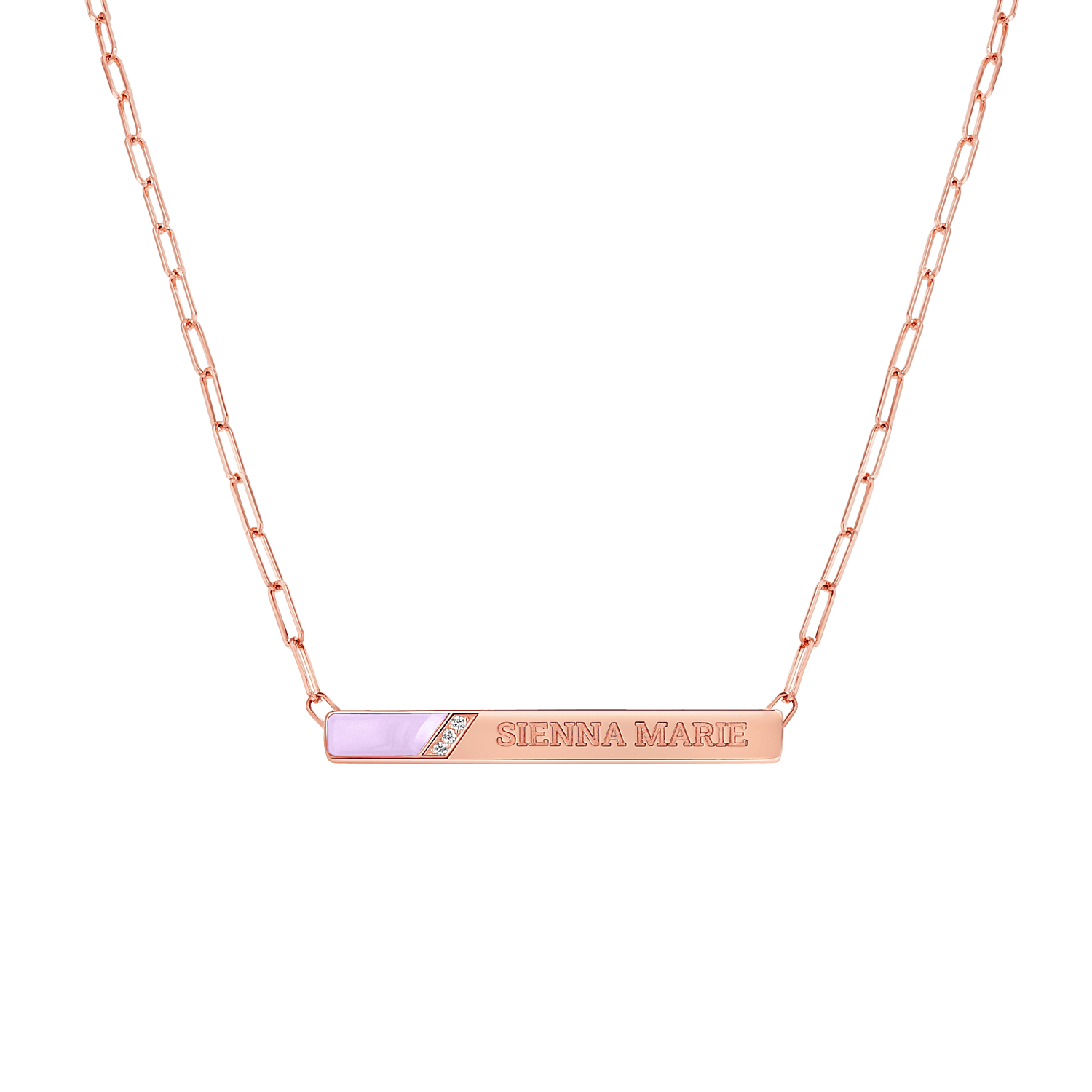 Slash Engravable Necklace with Diamond Accents