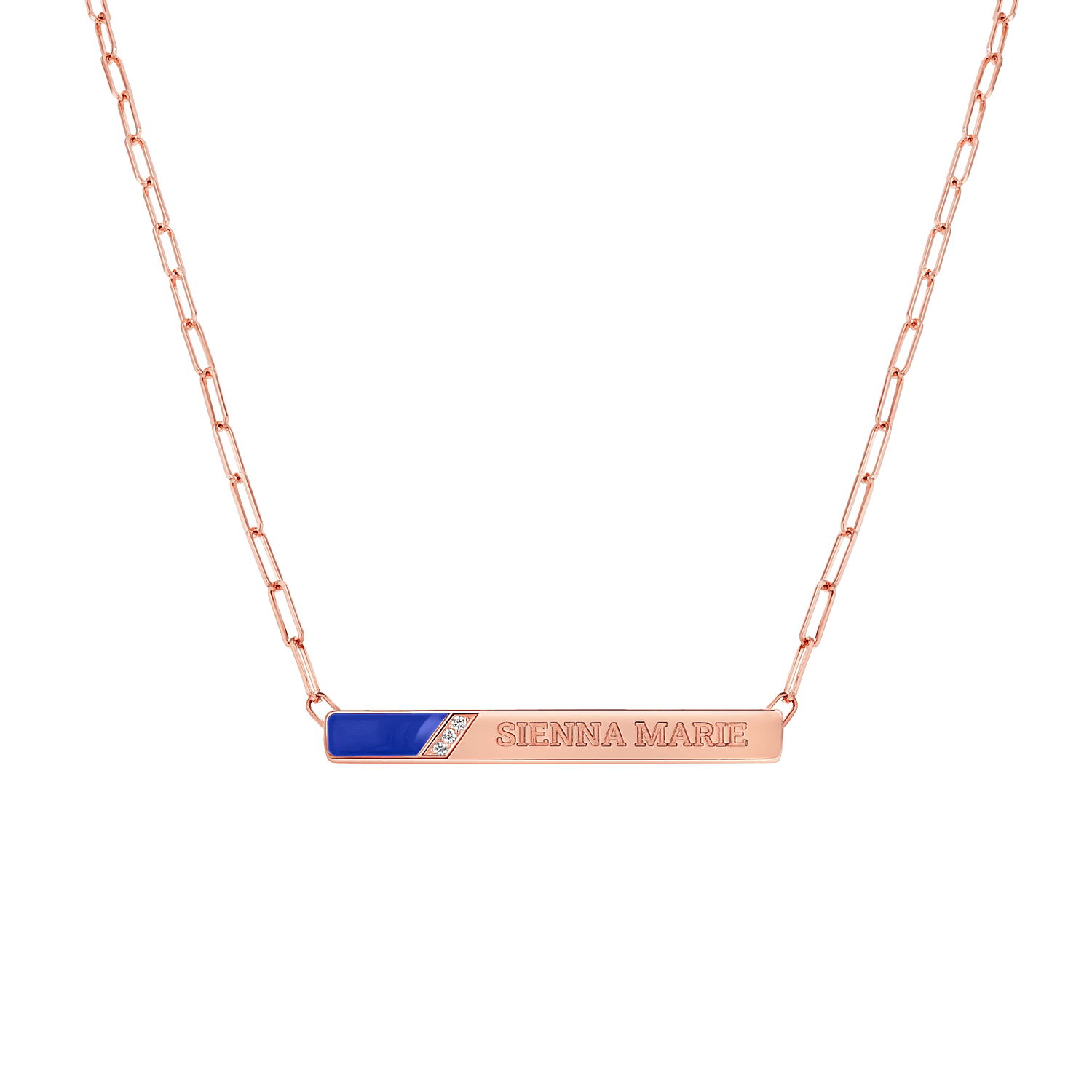 Slash Engravable Necklace with Diamond Accents