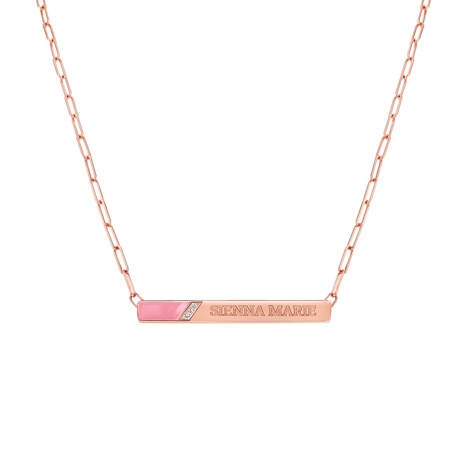 Slash Engravable Necklace with Diamond Accents