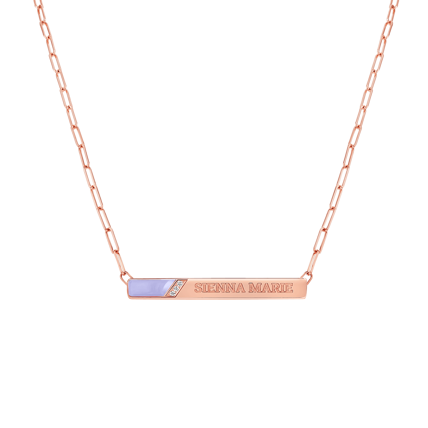 Slash Engravable Necklace with Diamond Accents