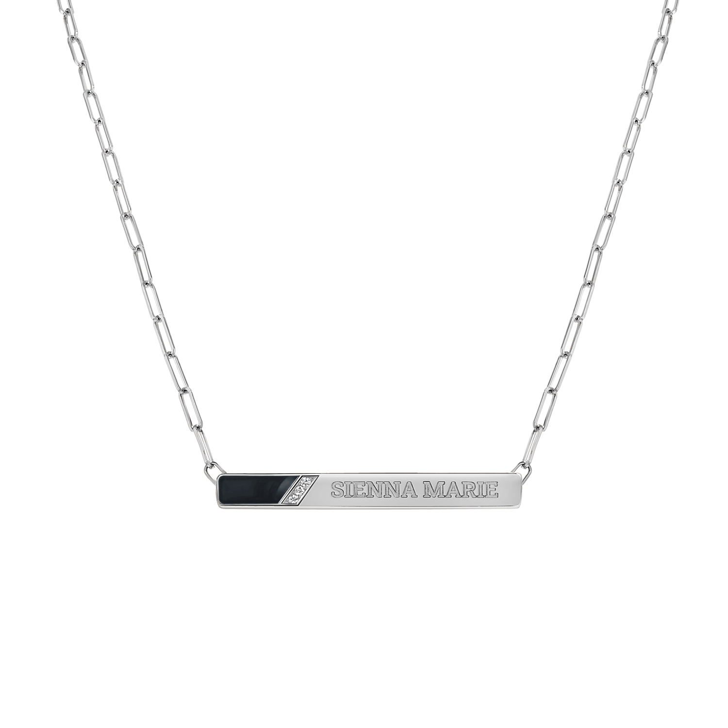 Slash Engravable Necklace with Diamond Accents