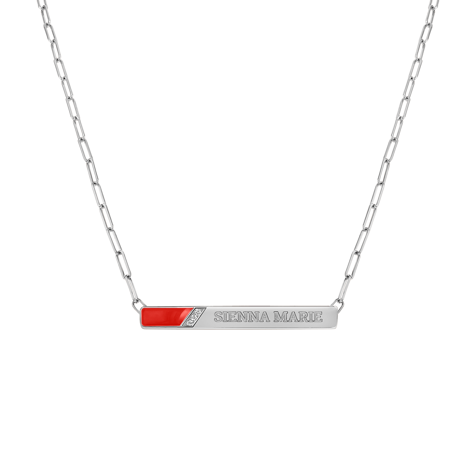 Slash Engravable Necklace with Diamond Accents