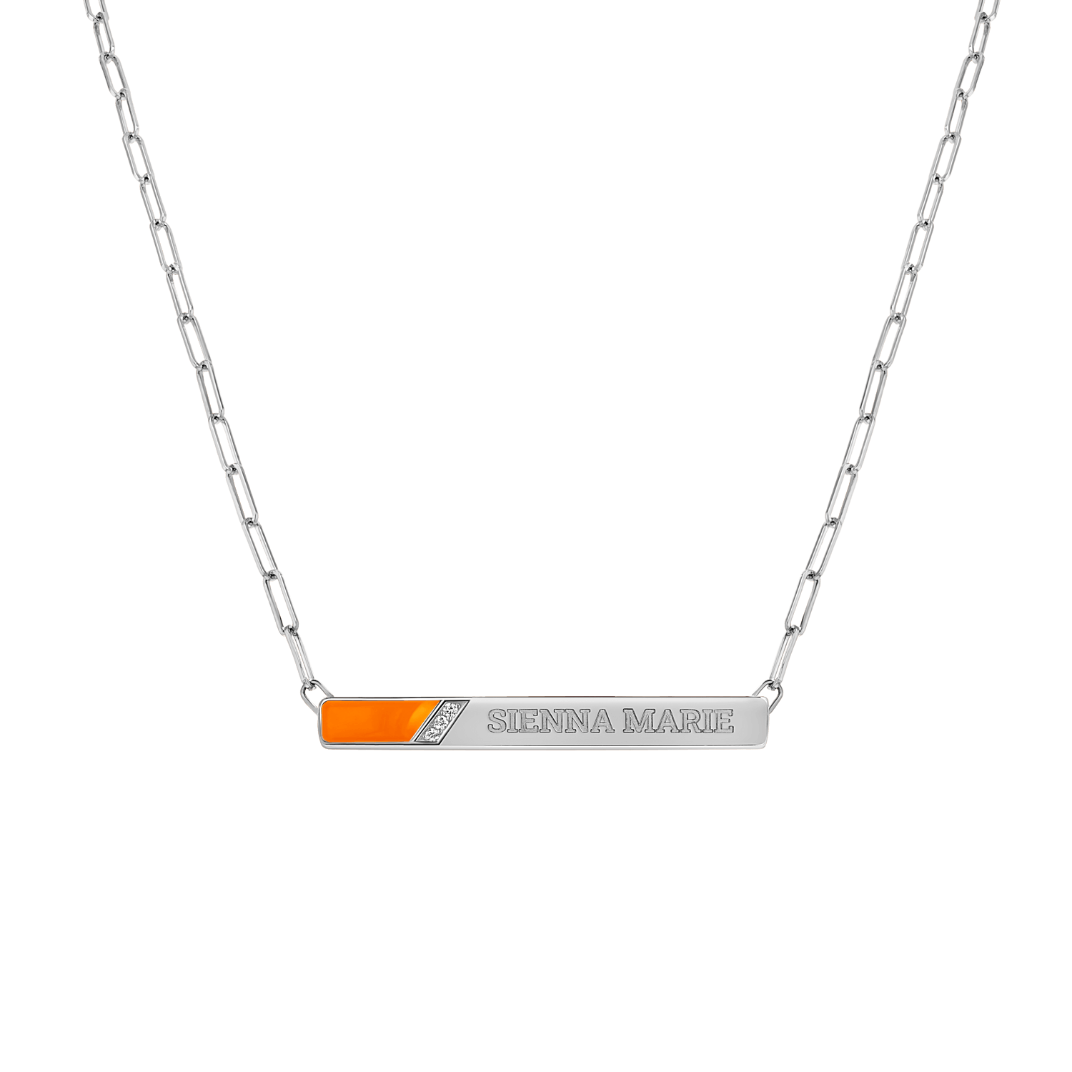 Slash Engravable Necklace with Diamond Accents
