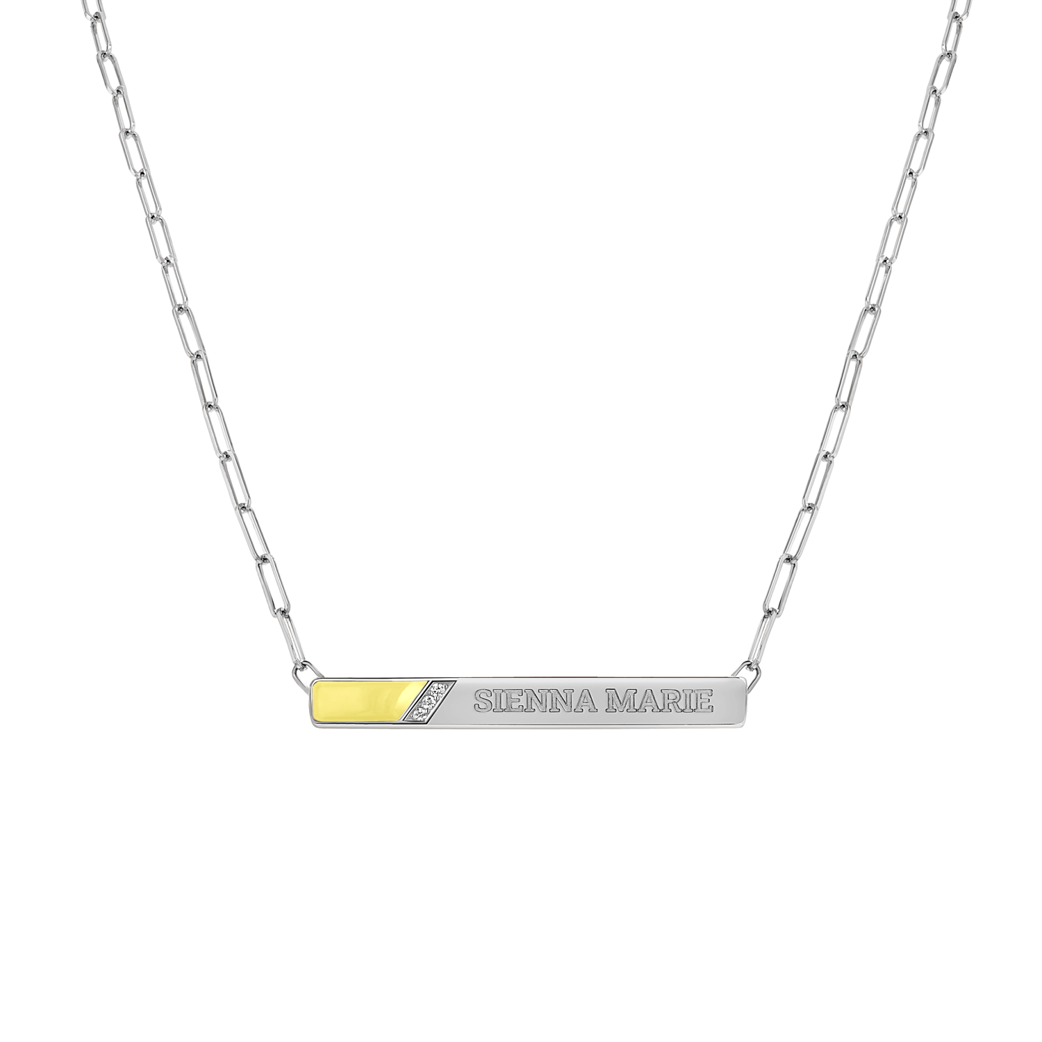 Slash Engravable Necklace with Diamond Accents