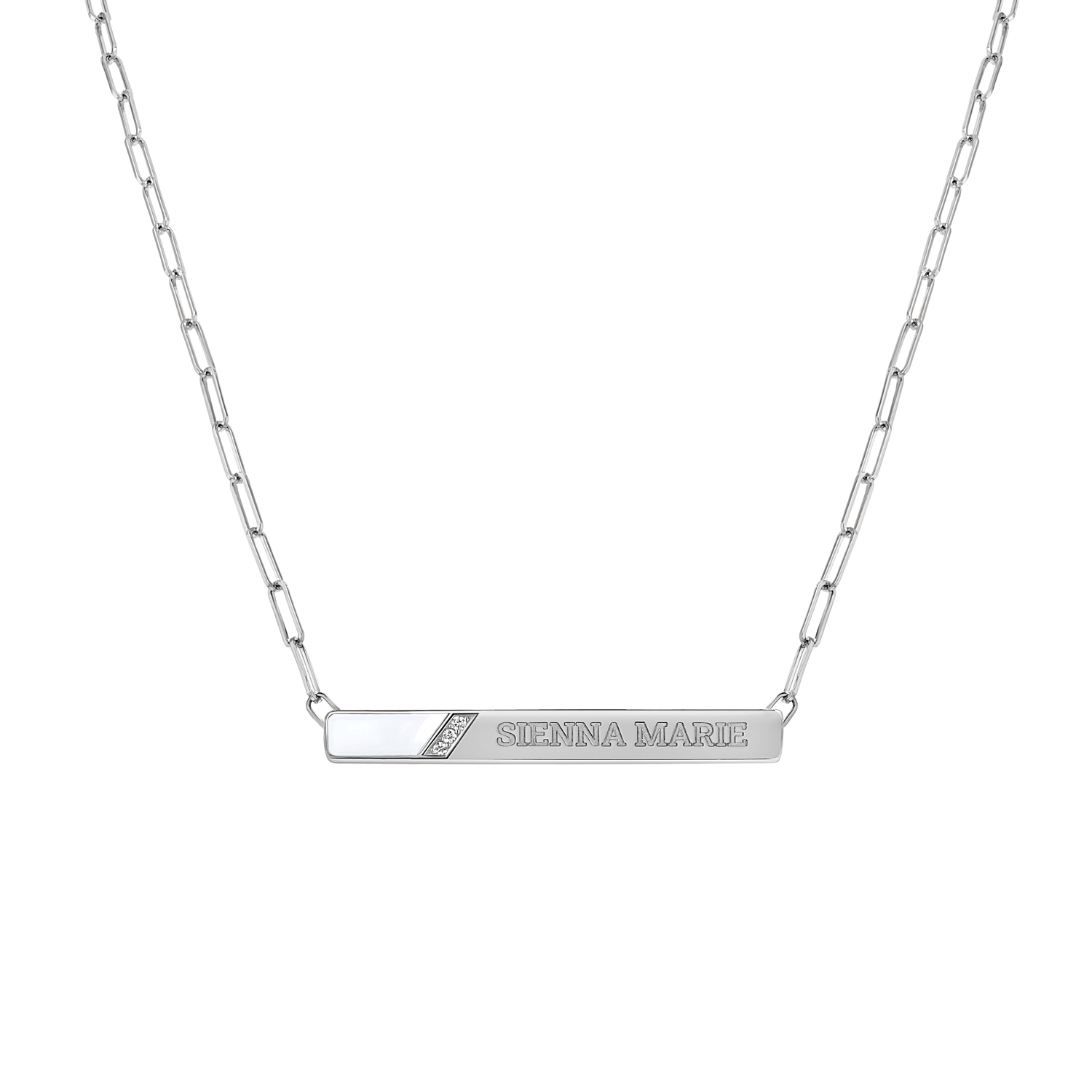 Slash Engravable Necklace with Diamond Accents