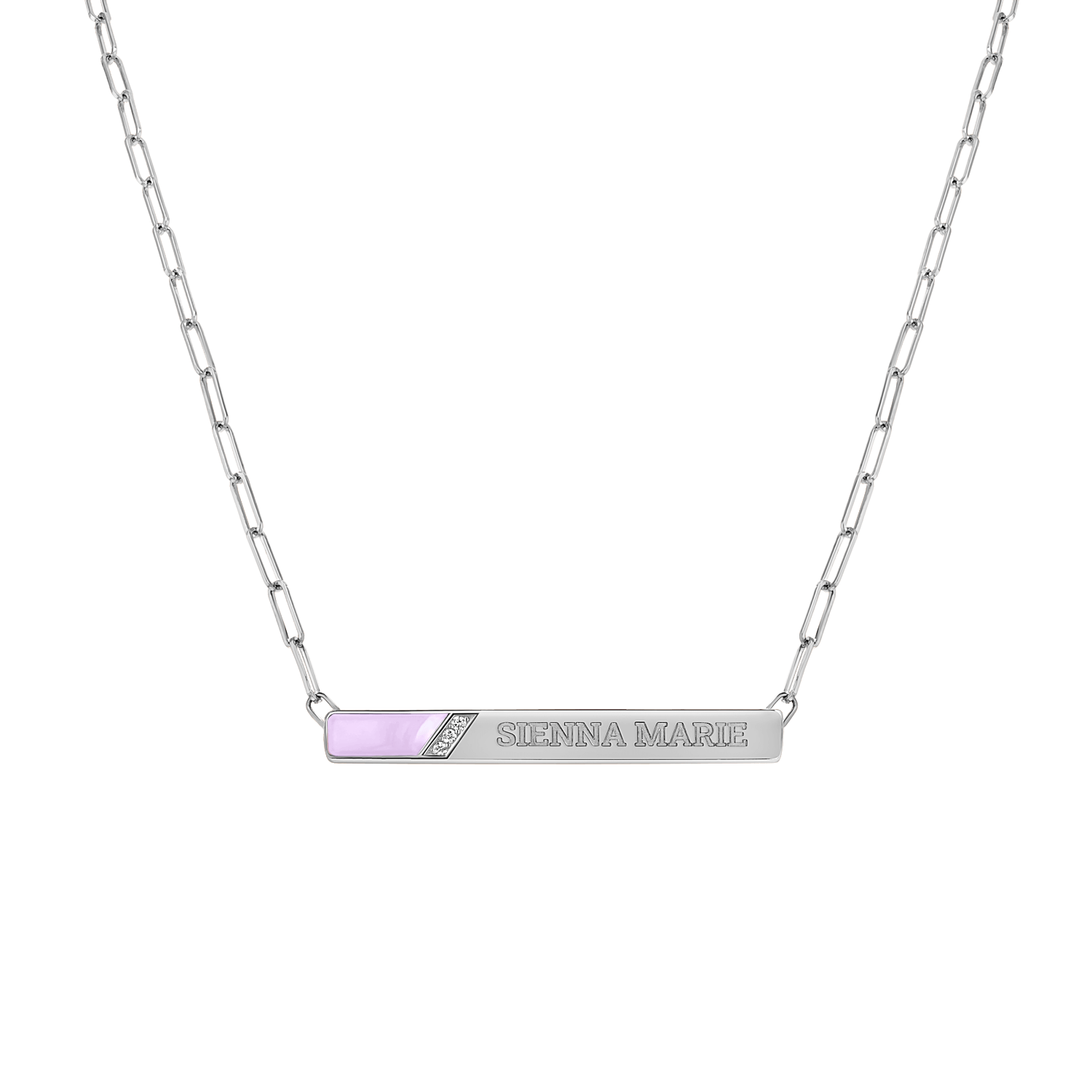 Slash Engravable Necklace with Diamond Accents