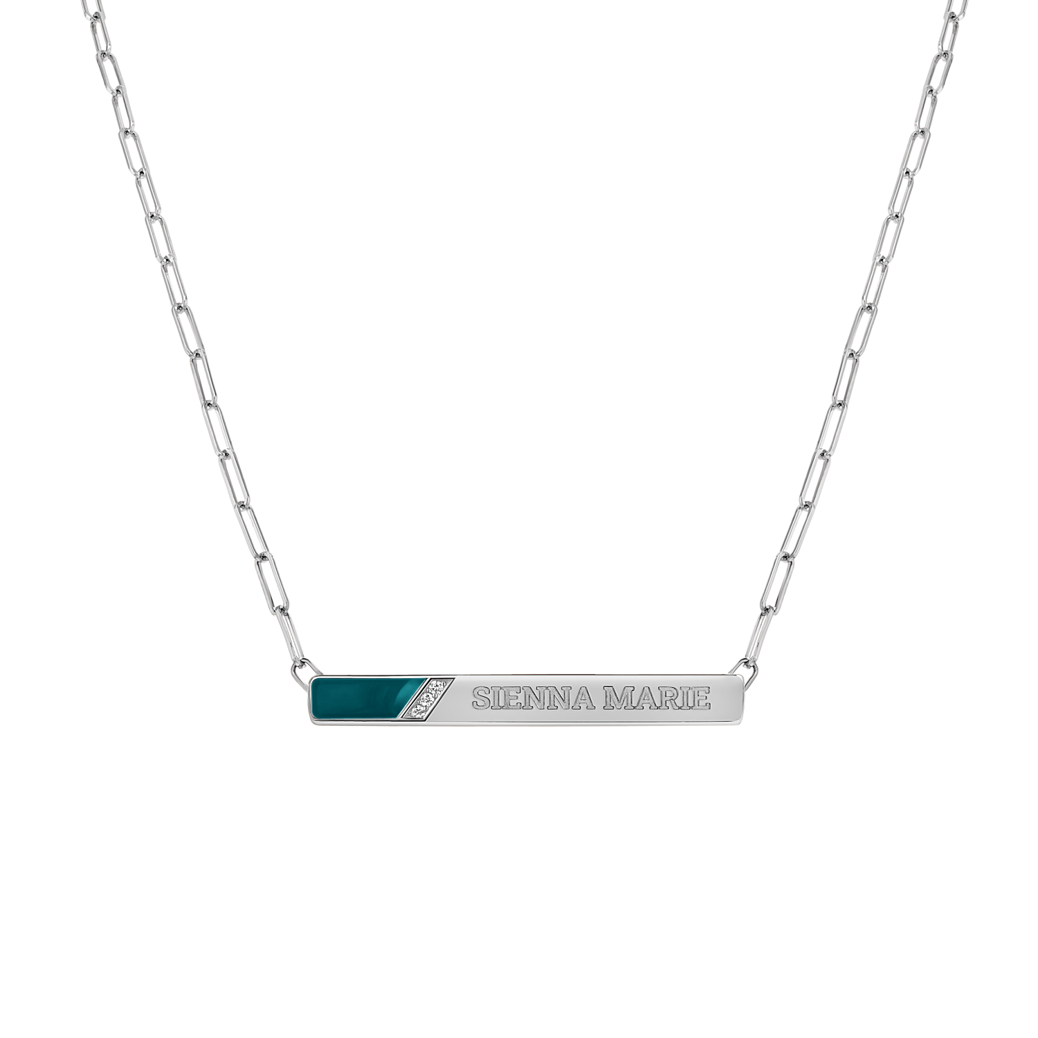 Slash Engravable Necklace with Diamond Accents