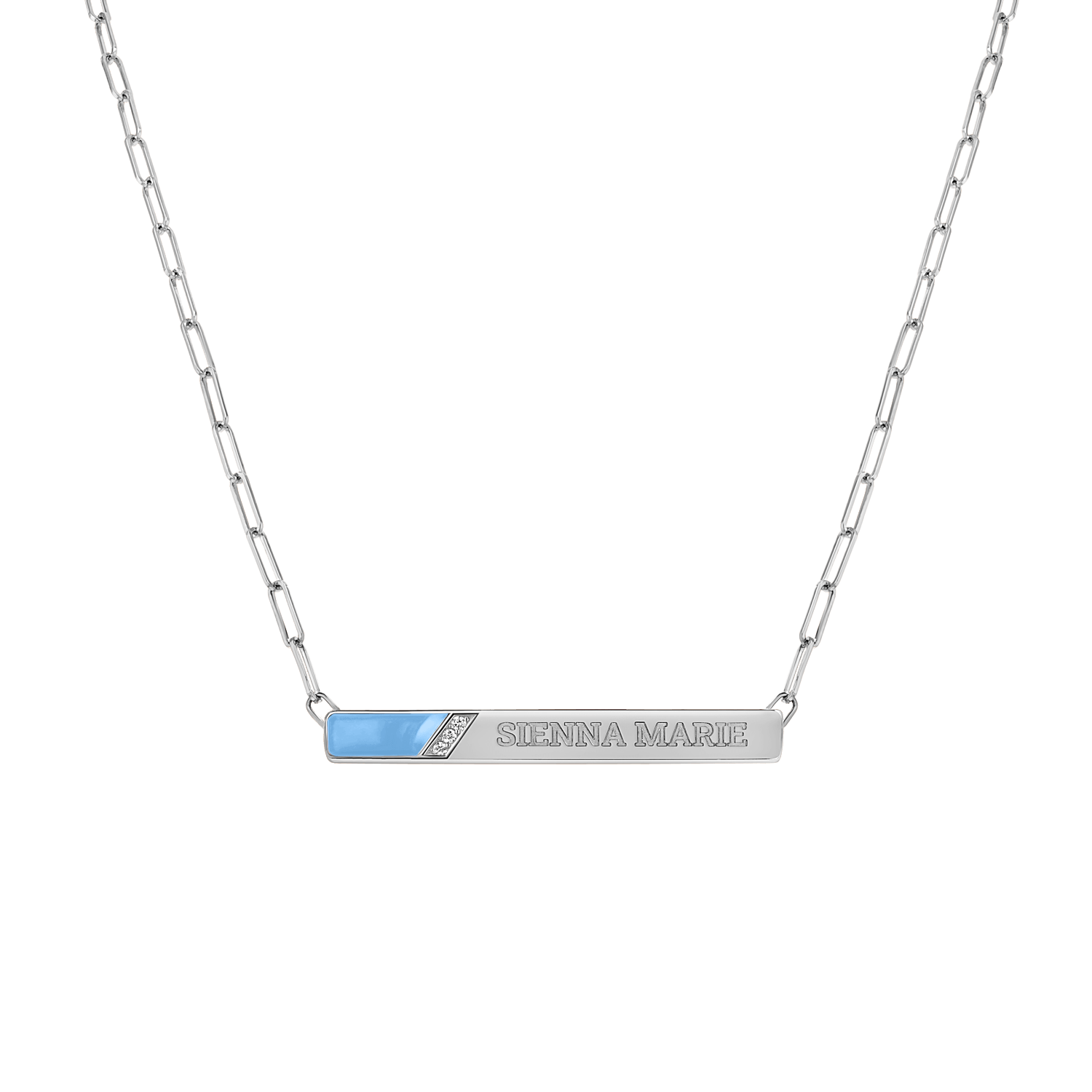Slash Engravable Necklace with Diamond Accents