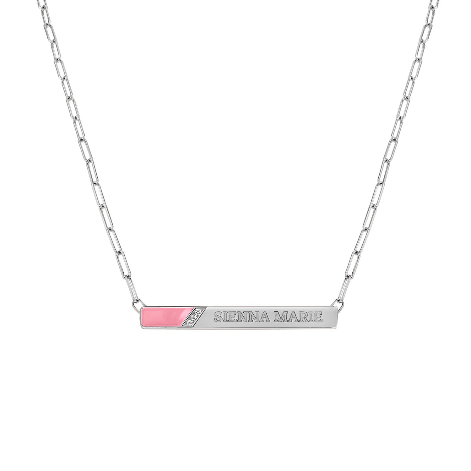 Slash Engravable Necklace with Diamond Accents