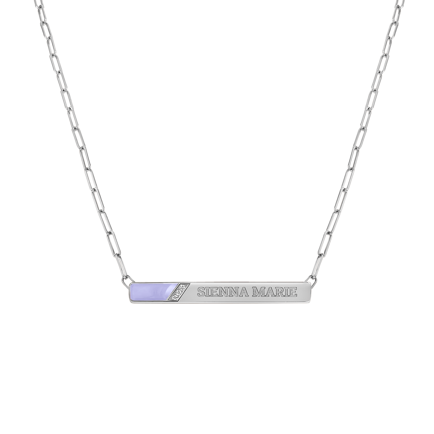 Slash Engravable Necklace with Diamond Accents