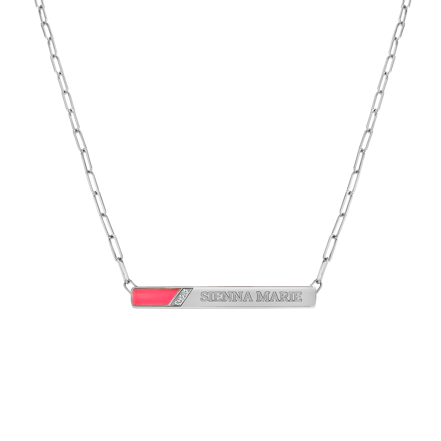 Slash Engravable Necklace with Diamond Accents