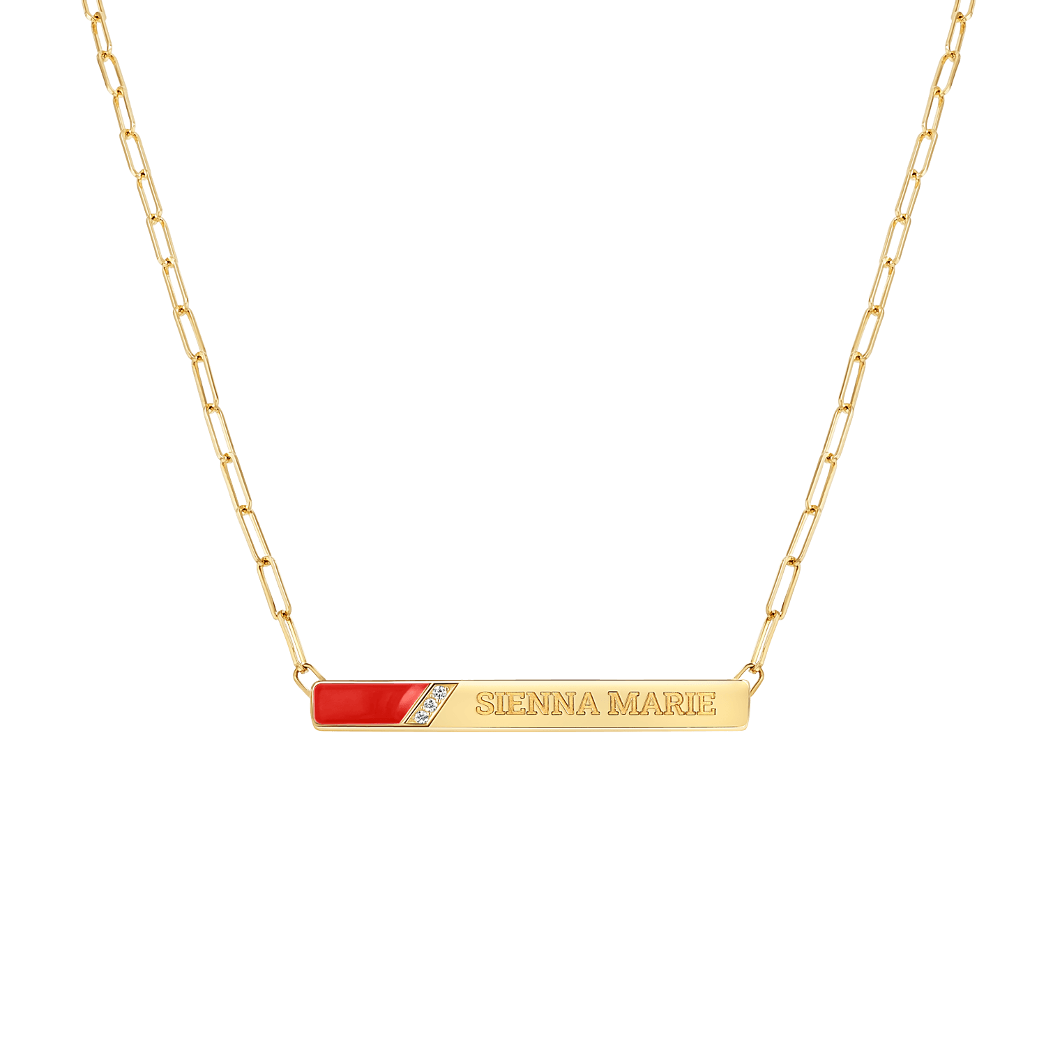 Slash Engravable Necklace with Diamond Accents