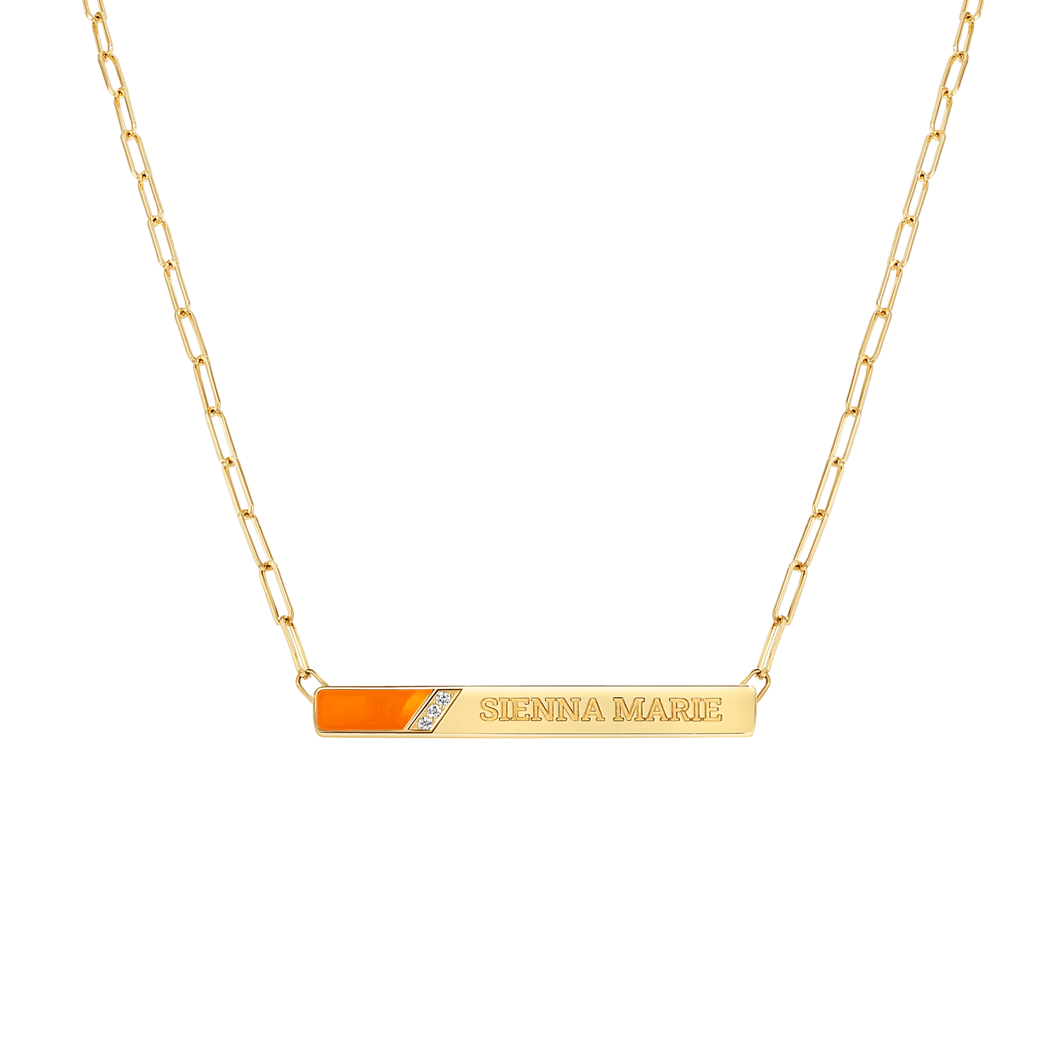 Slash Engravable Necklace with Diamond Accents
