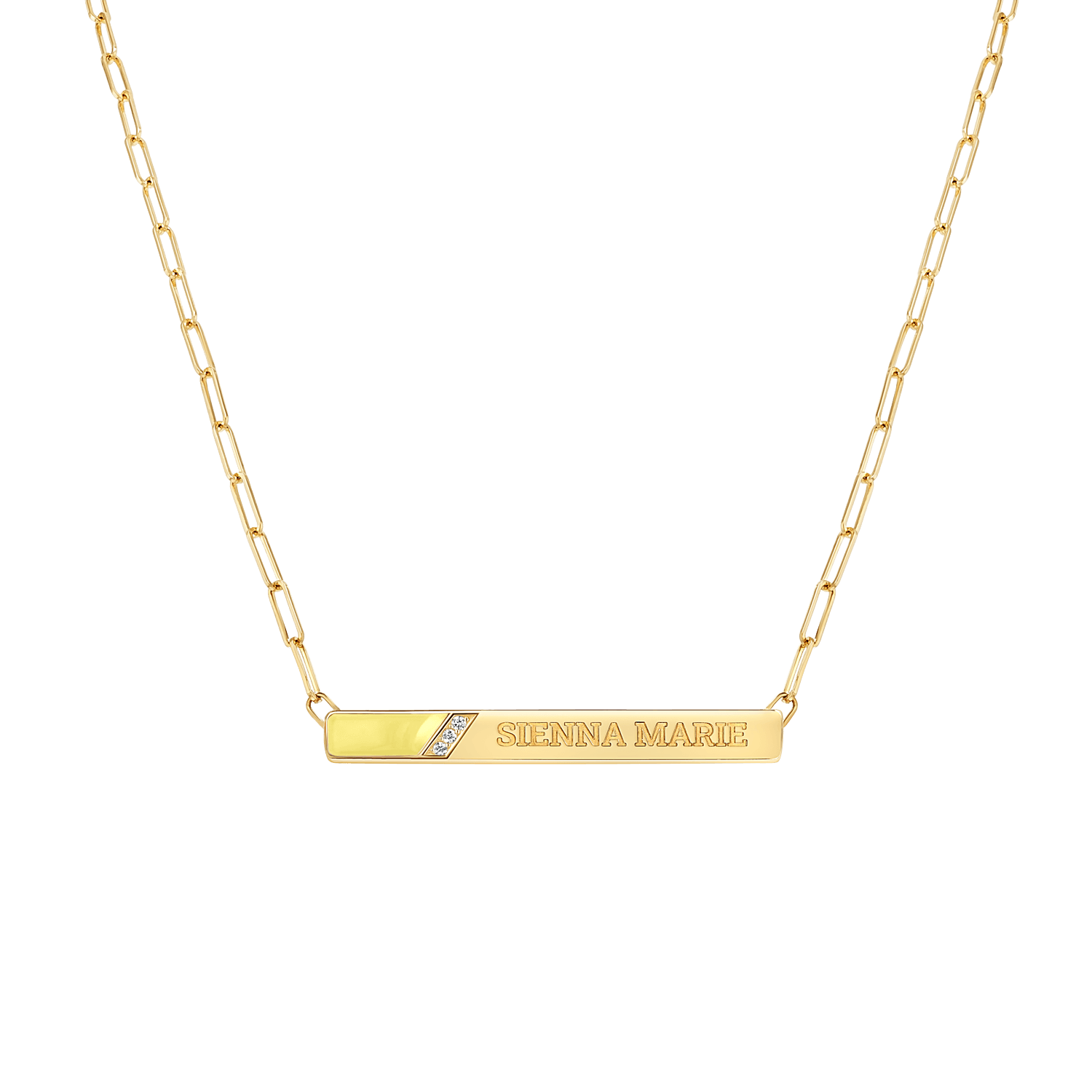 Slash Engravable Necklace with Diamond Accents