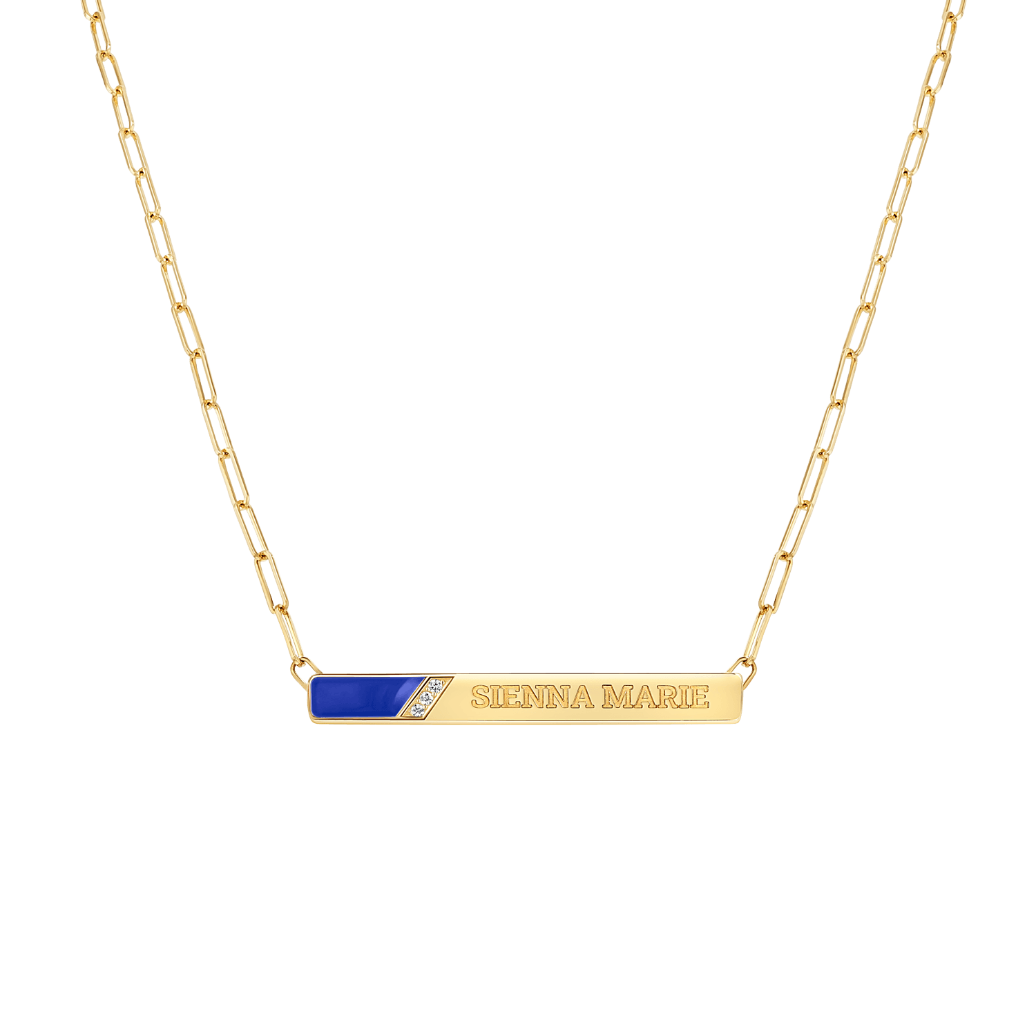 Slash Engravable Necklace with Diamond Accents