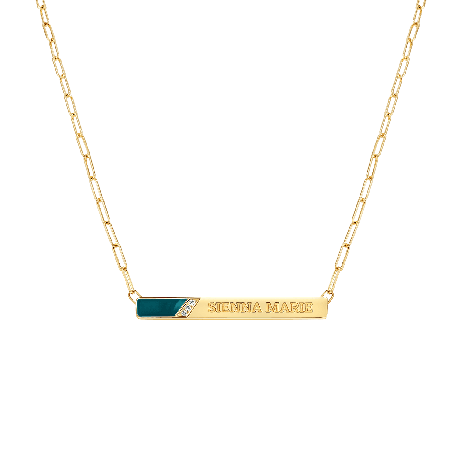 Slash Engravable Necklace with Diamond Accents