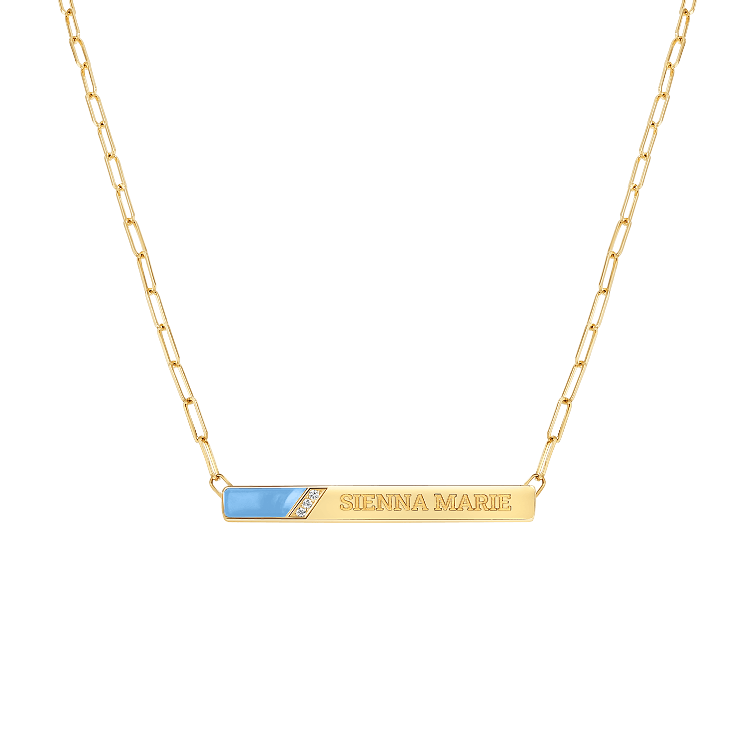 Slash Engravable Necklace with Diamond Accents