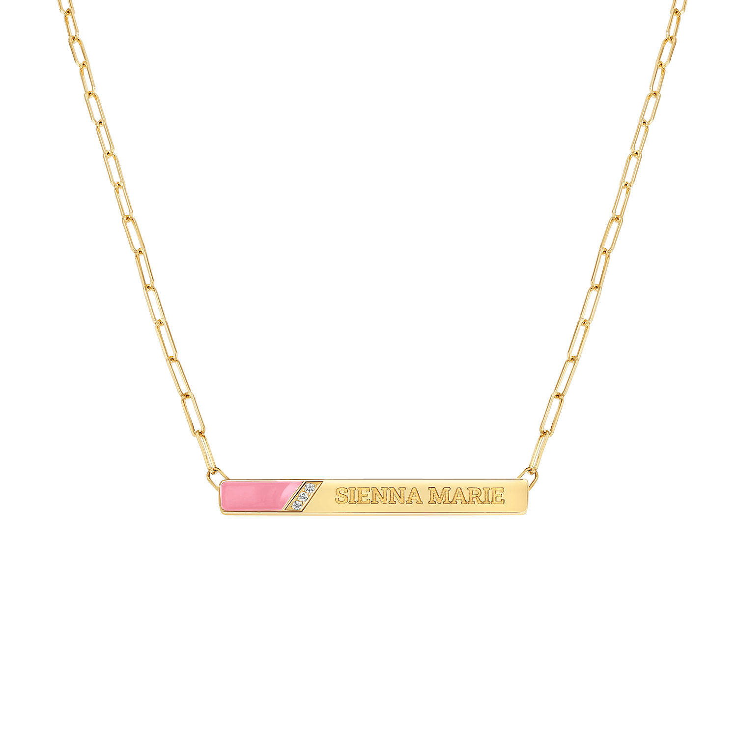 Slash Engravable Necklace with Diamond Accents