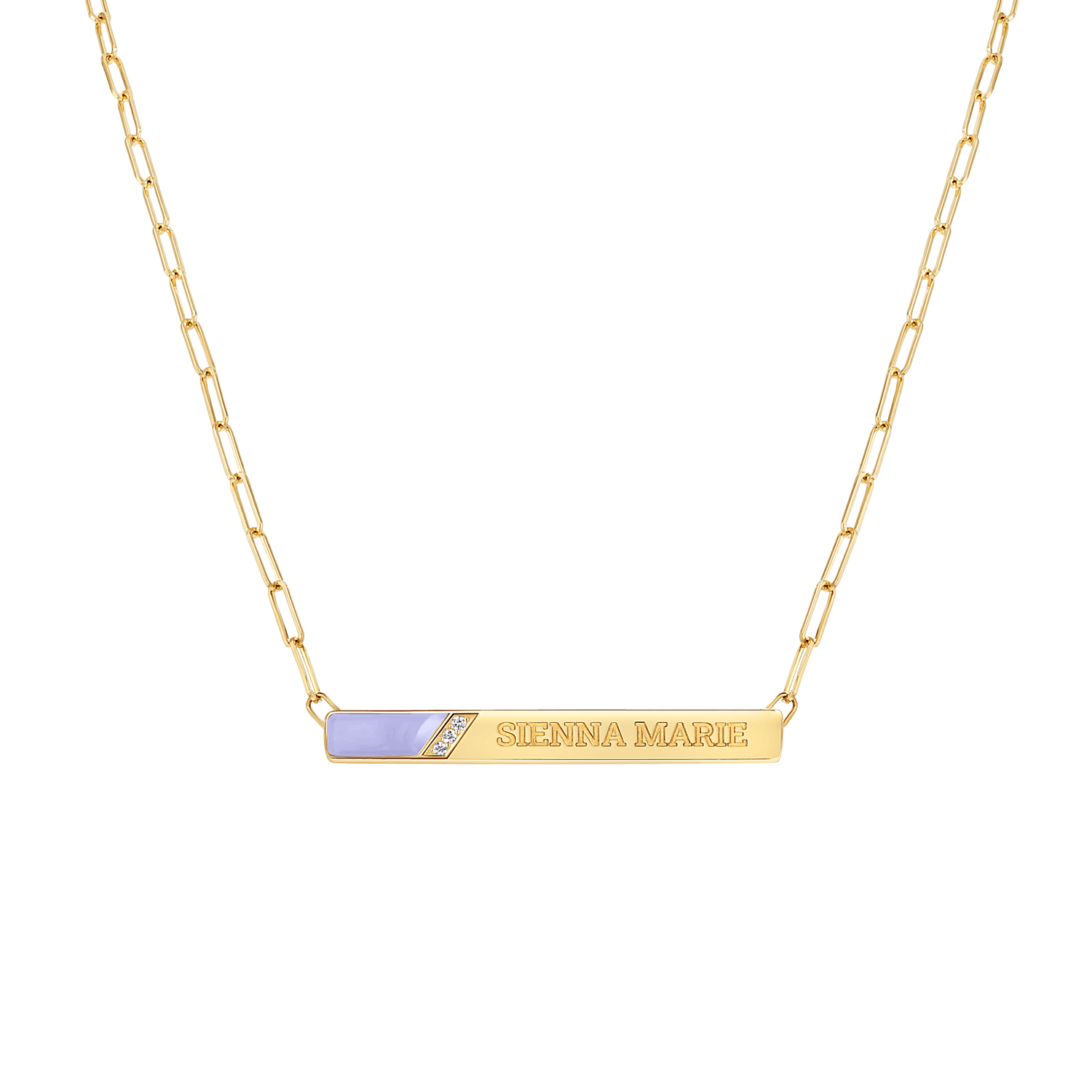 Slash Engravable Necklace with Diamond Accents