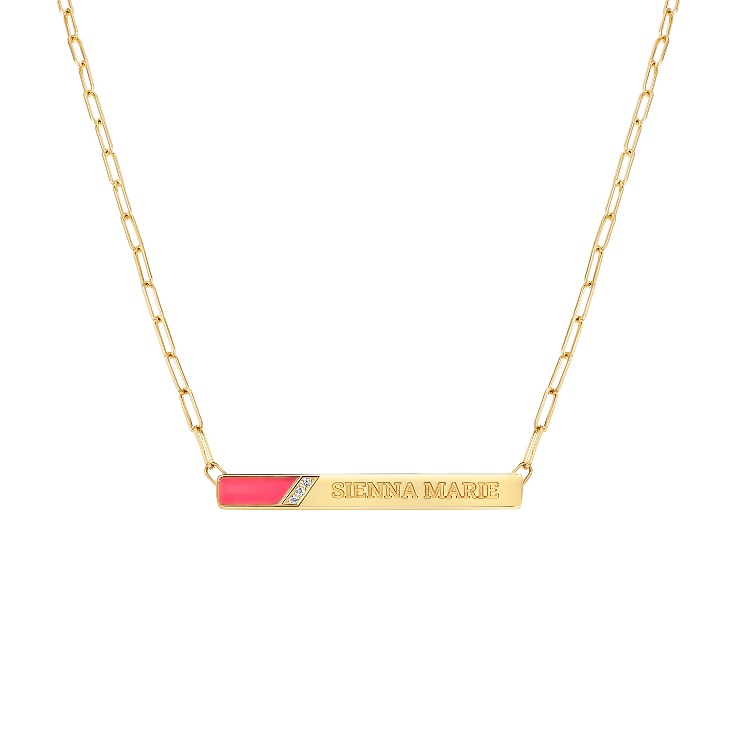 Slash Engravable Necklace with Diamond Accents