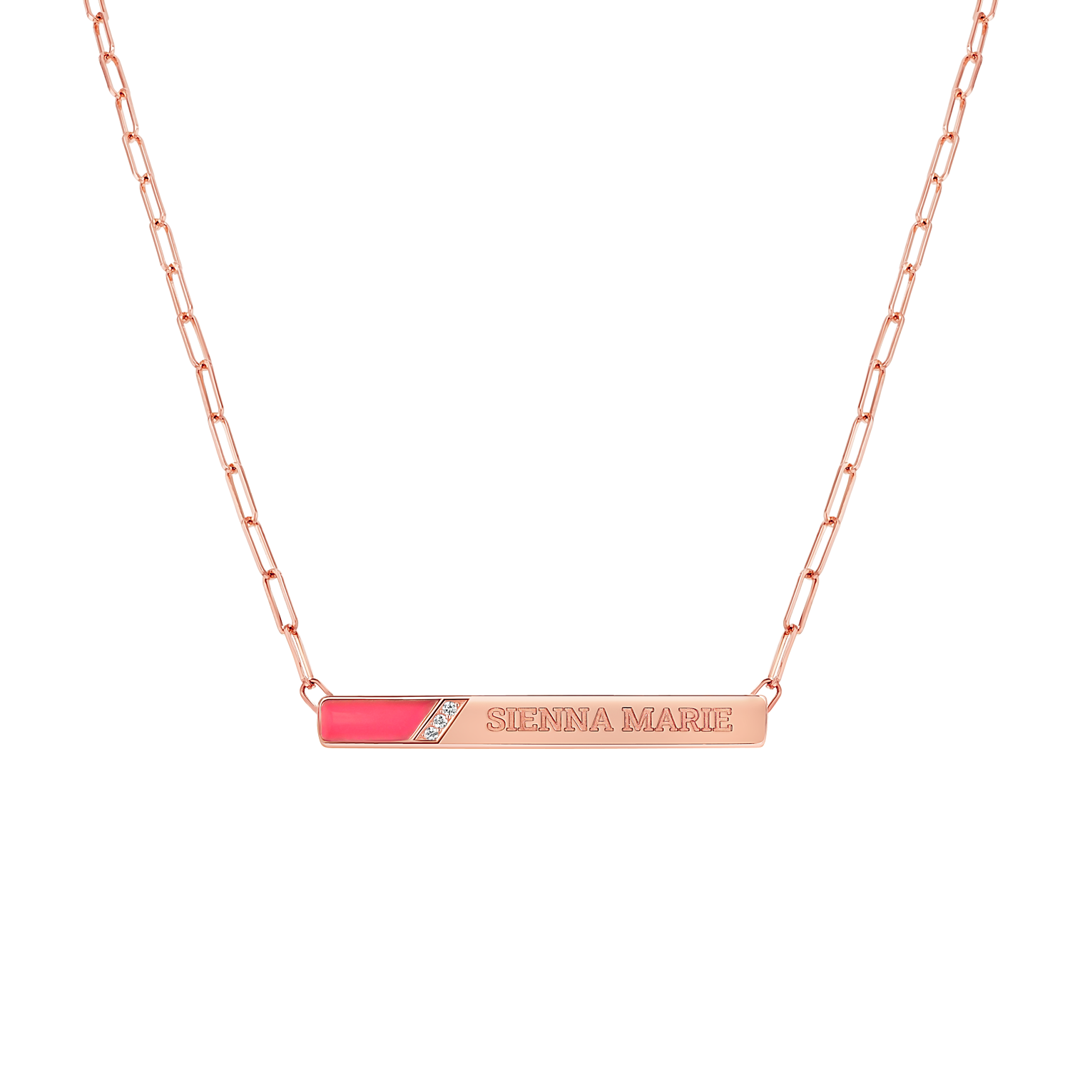 Slash Engravable Necklace with Diamond Accents