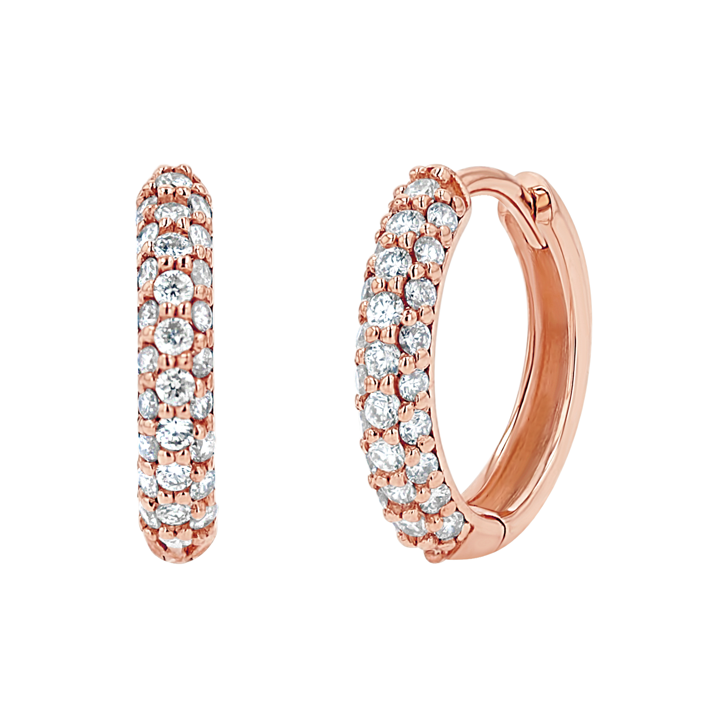 Amour Three Row Diamond Huggies
