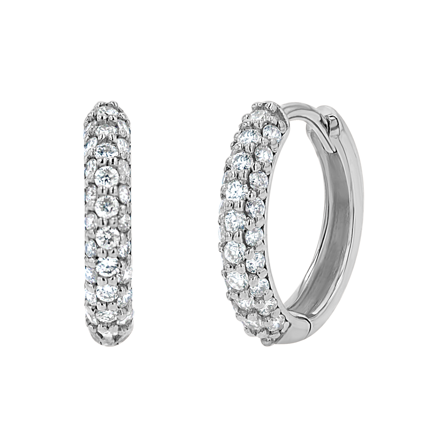 Amour Three Row Diamond Huggies