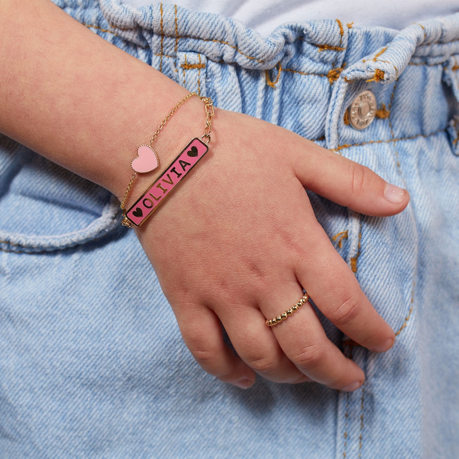 Kids Enamel Heart ID Bracelet