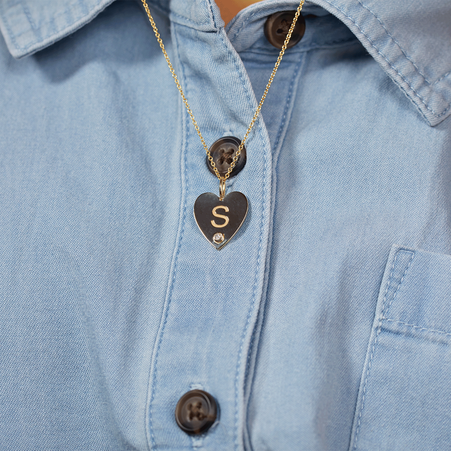 Kids Engravable Diamond Initial Heart Charm