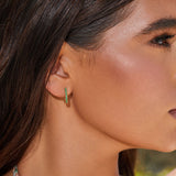 Gemstone Pave Paperclip Huggie Earrings