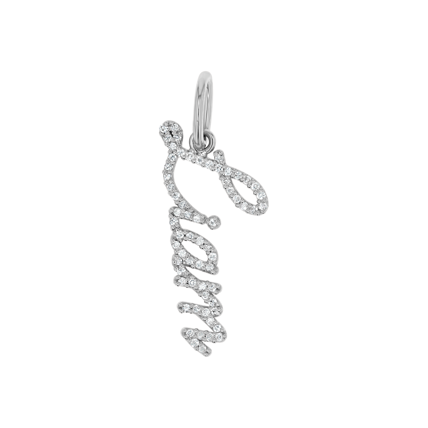 Vertical Diamond Script Name Charm