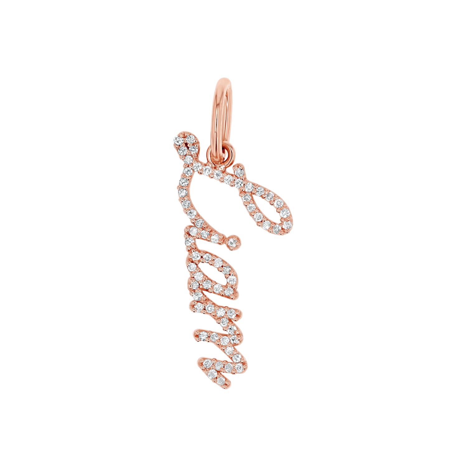 Vertical Diamond Script Name Charm
