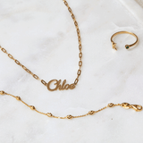 Paper Clip Script Diamond Name Necklace