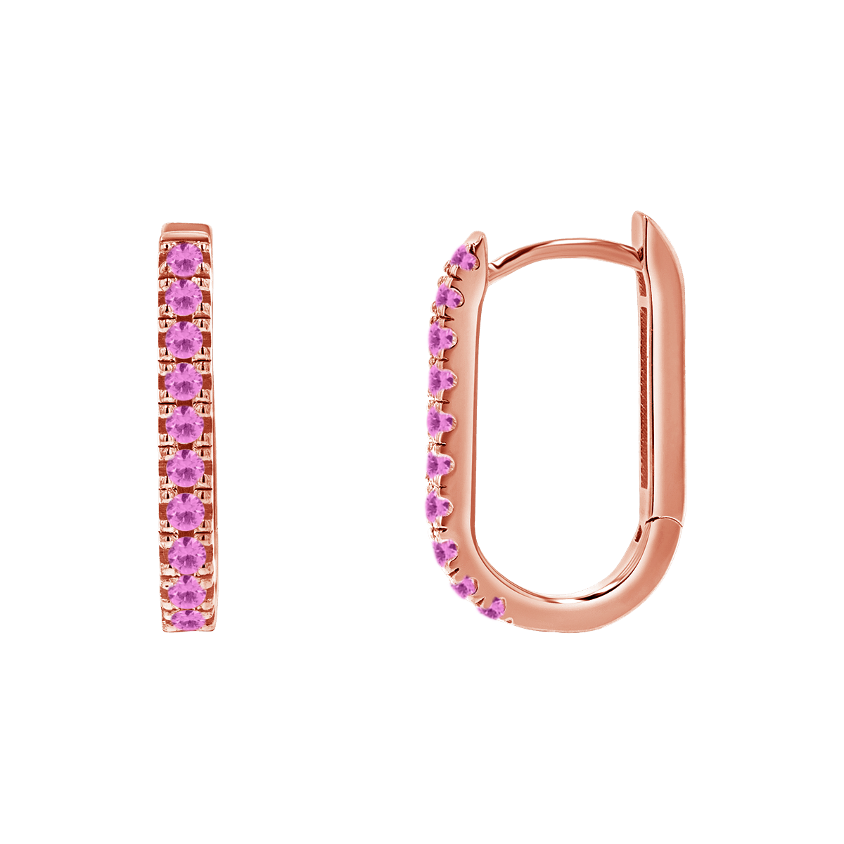 Gemstone Pave Paperclip Huggie Earrings