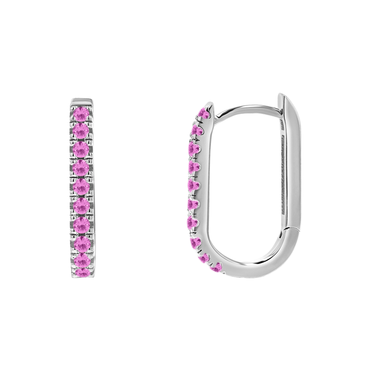 Gemstone Pave Paperclip Huggie Earrings